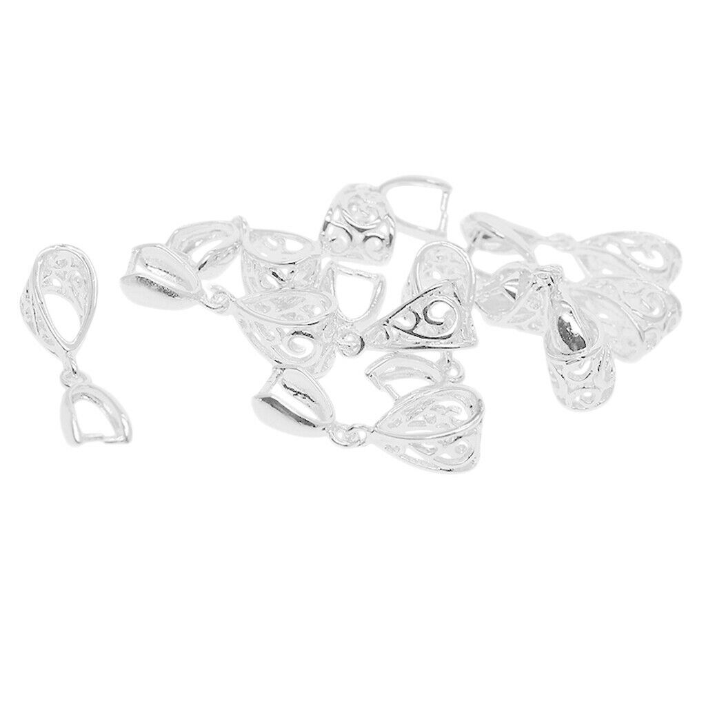 10-Pack Filigree Flower Pendant Pinch Bails Connectors DIY Jewelry