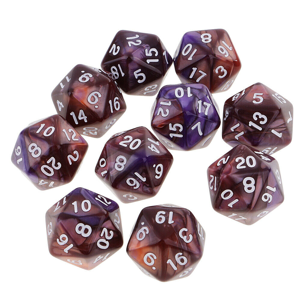 Opaque 20 Sided Dice D20 Multi Side Dices for Board Game Toys Purple Coffee