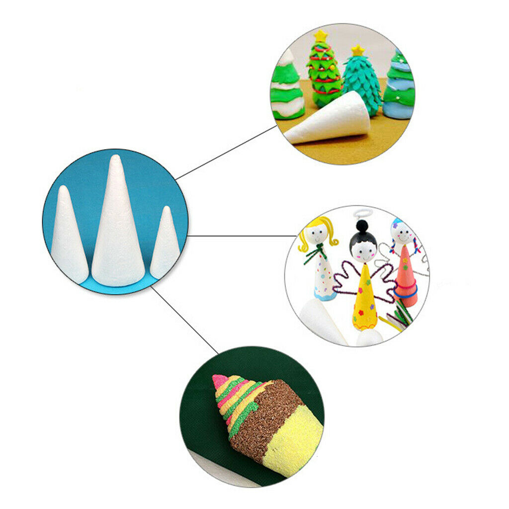 3x Cone Styrofoam Foam DIY Christmas Tree Base Material Ornament 15/20/25cm