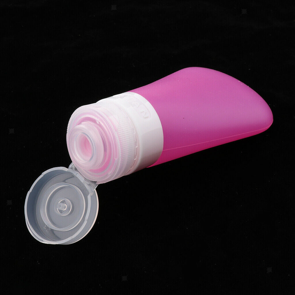 3Pcs Silicone Mini Shampoo Sample Cosmetic Bottle Travel Container RoseRed