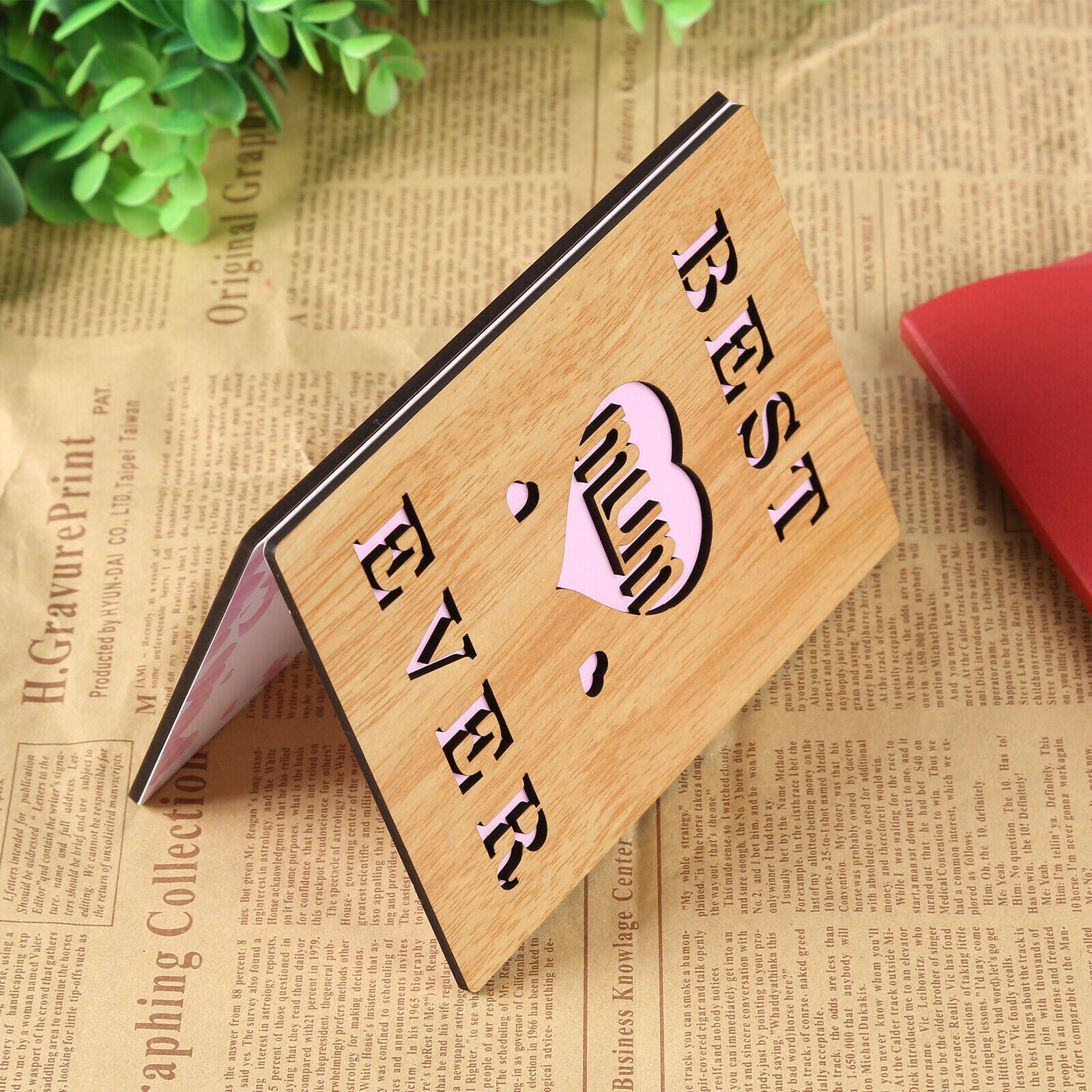 Wooden Mothers Day Card, BEST MUM EVER, Mum Greeting Card, Unique Mom Gift @