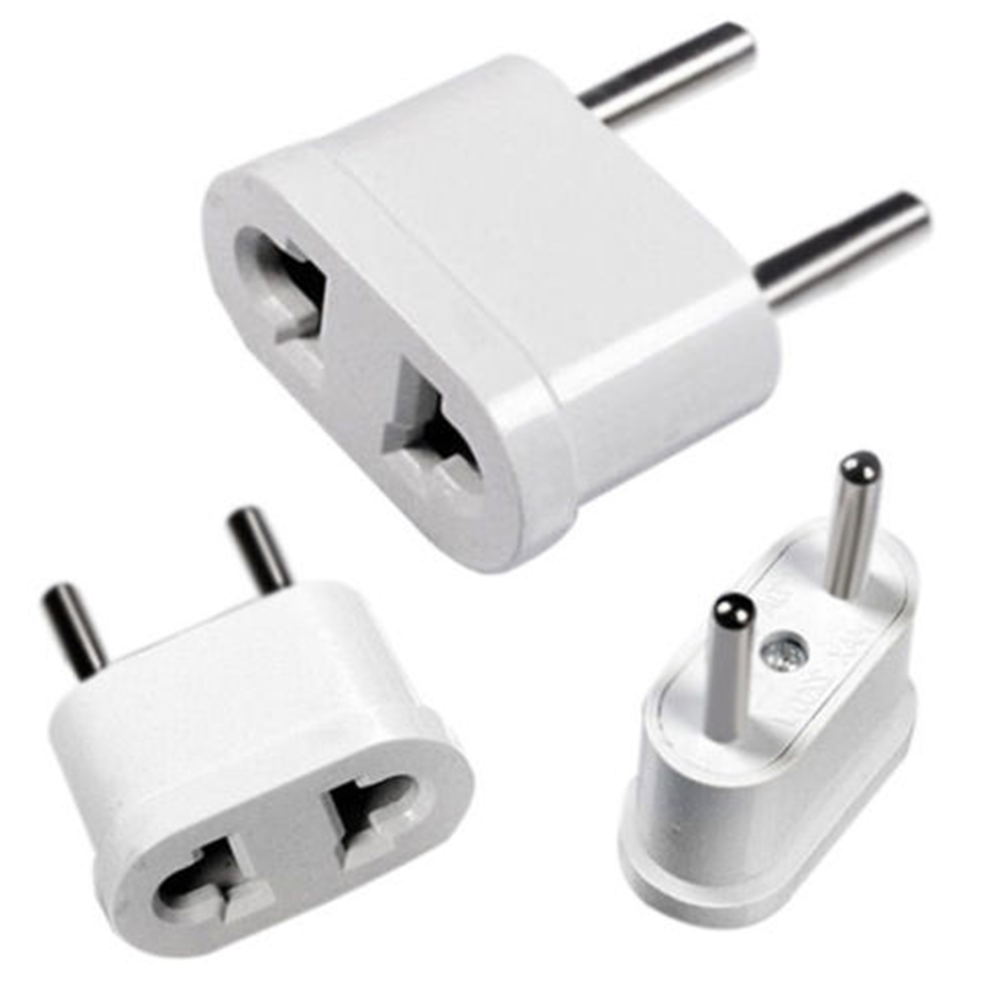 2X White Travel Charger Wall AC Power Plug Adapter Converter US USA to EU Europe