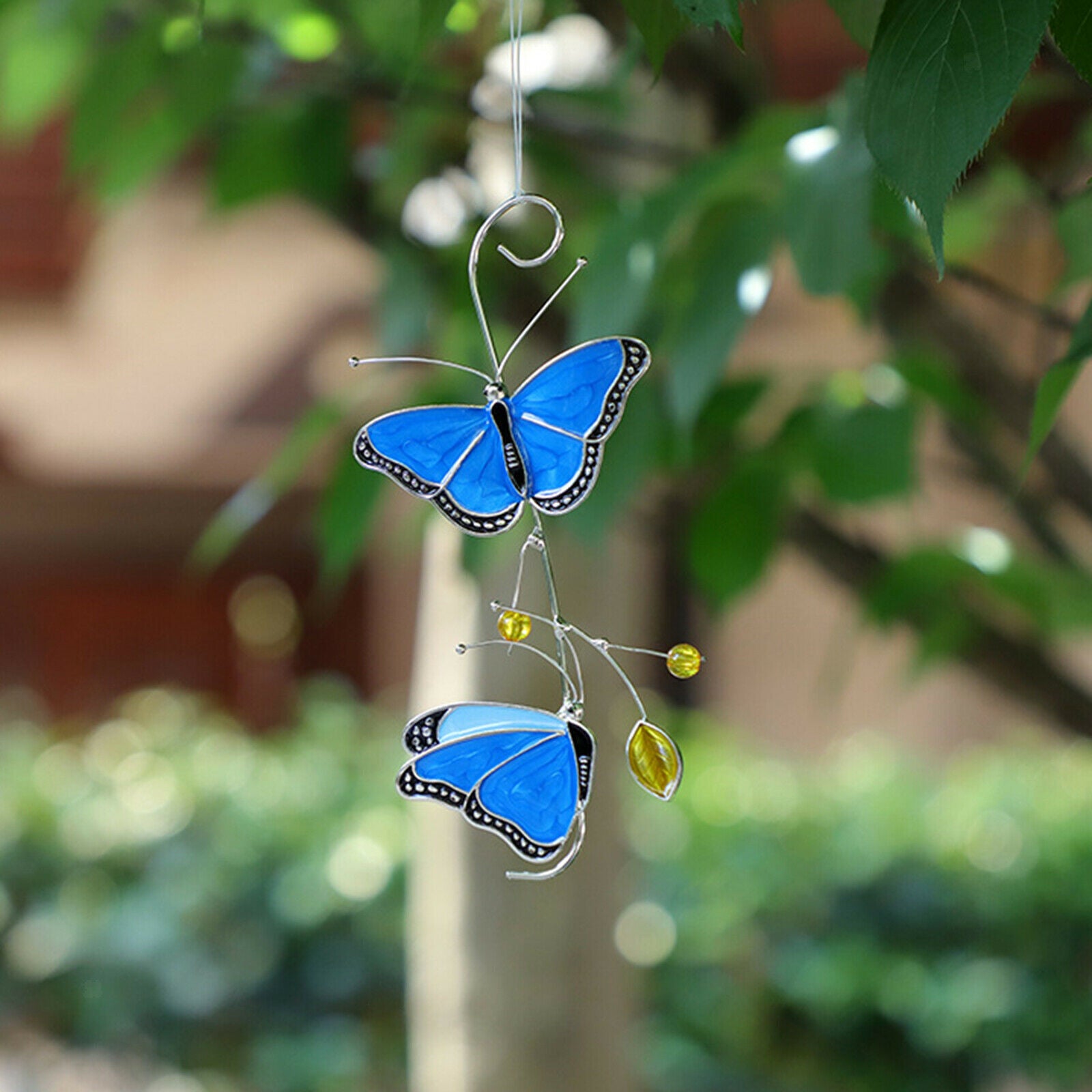 Blue Butterfly High Stained Decor   Window Panel Pendant Hangings