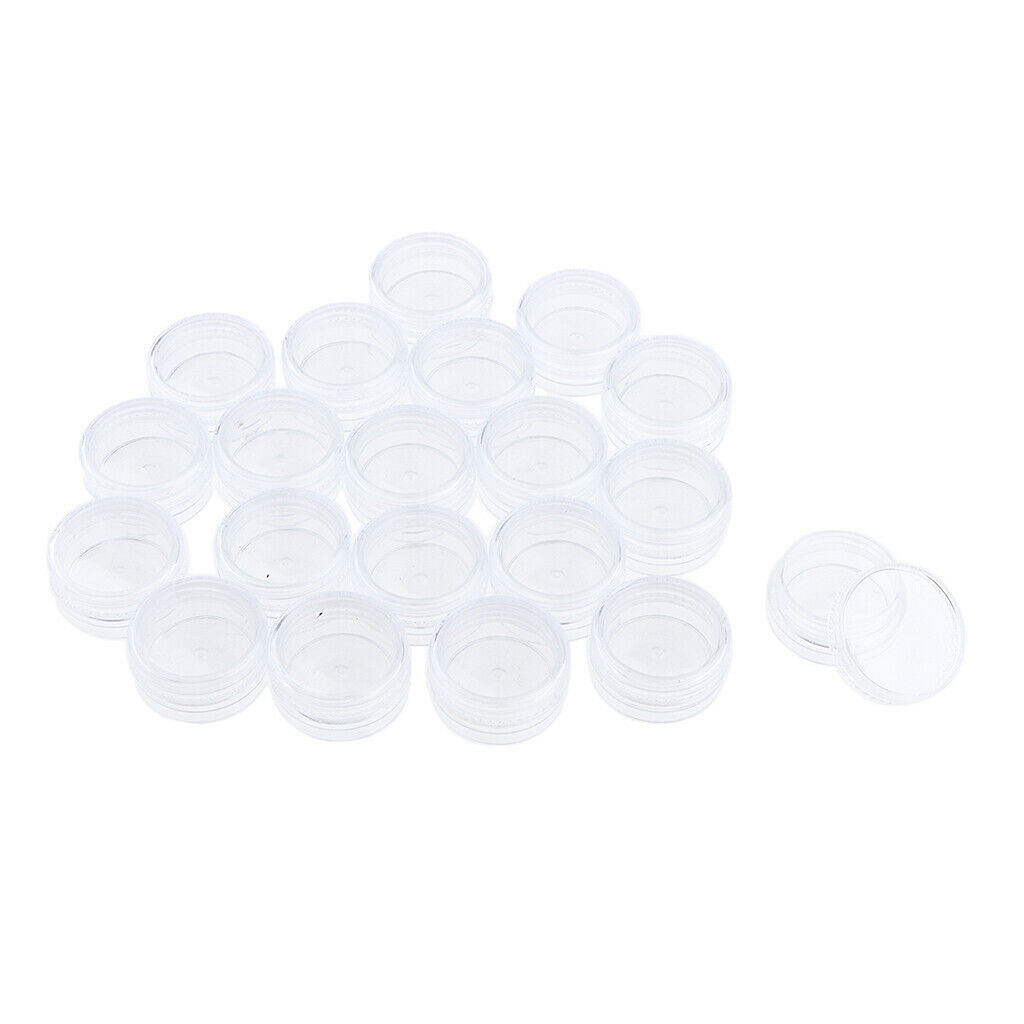 20 Pieces 3 Gram Empty Plastic Cosmetic Containers, Clear Round Sample Pot Jar