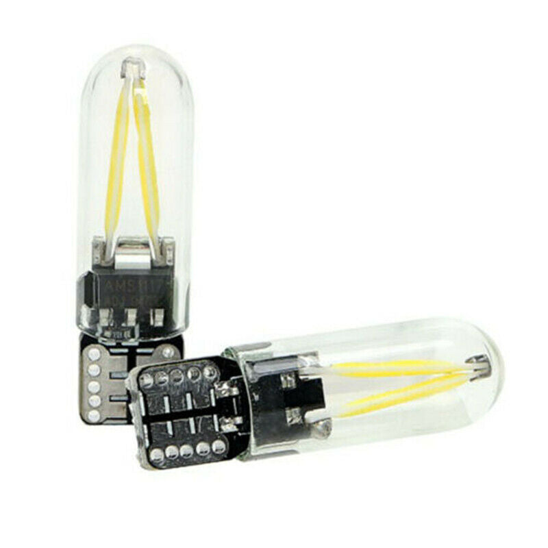 10Pcs T10 COB LED CANBUS Silica Glass License Light Bulbs 194 168 W5W Warm White