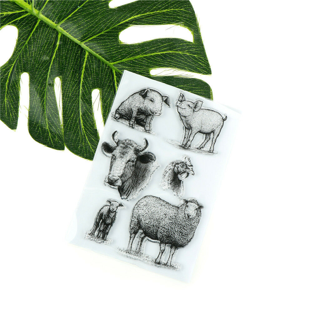 Animals Pig Cow Sheep Clear Stamps Scrapbooking Card Making Photo Album De.l8