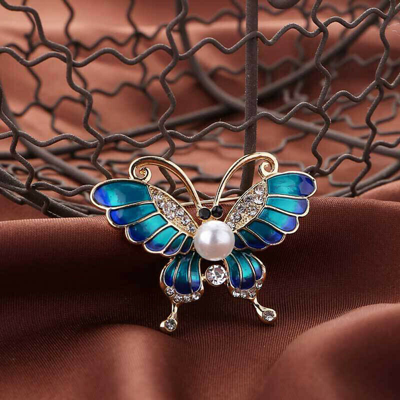 Butterfly Brooches Metal Crystal Rhinestones Cutout Brooch Pins Wedding P.l8