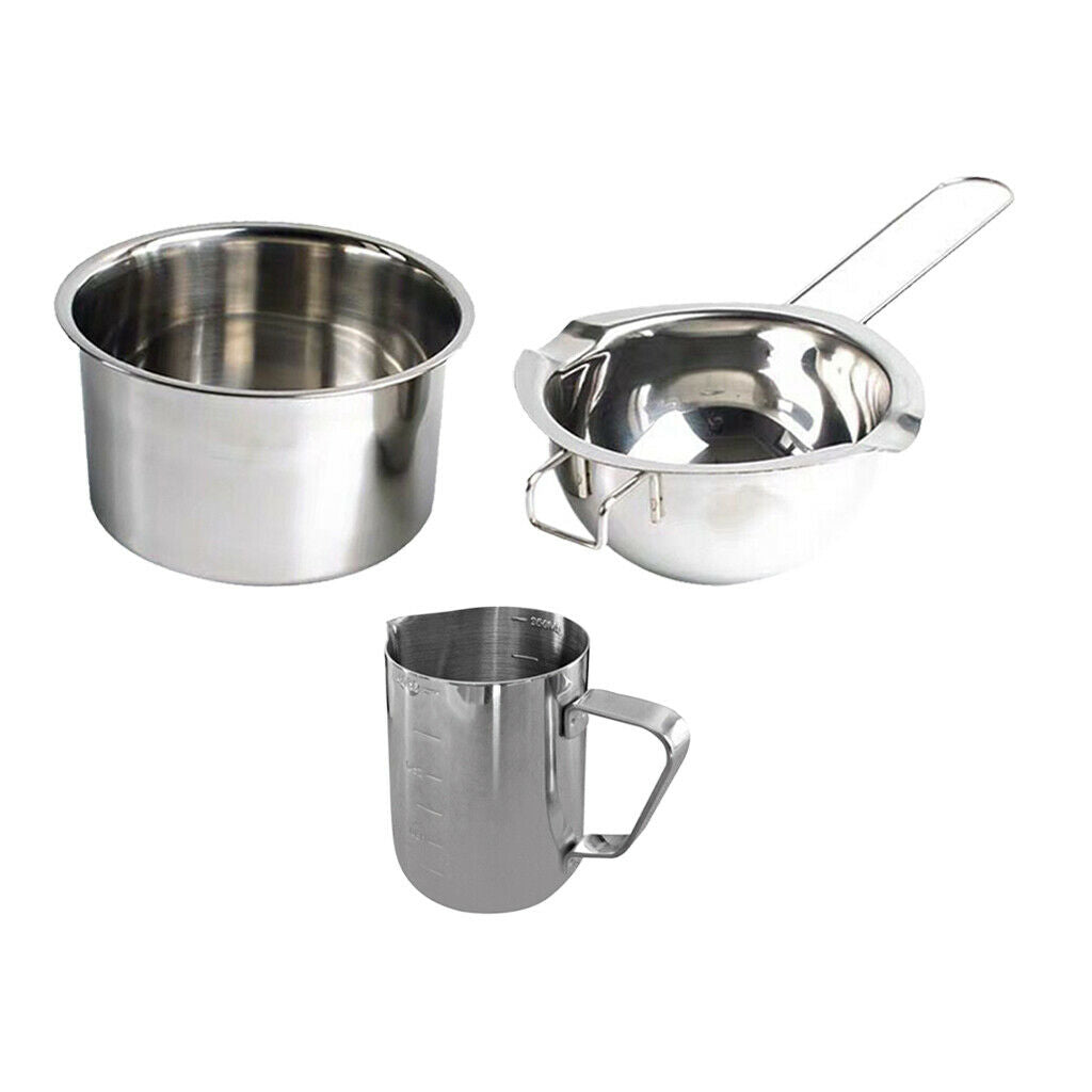 3Pcs Wax Candle Making Kits Stainless Steel Pot Pouring Double Boiler DIY Tools