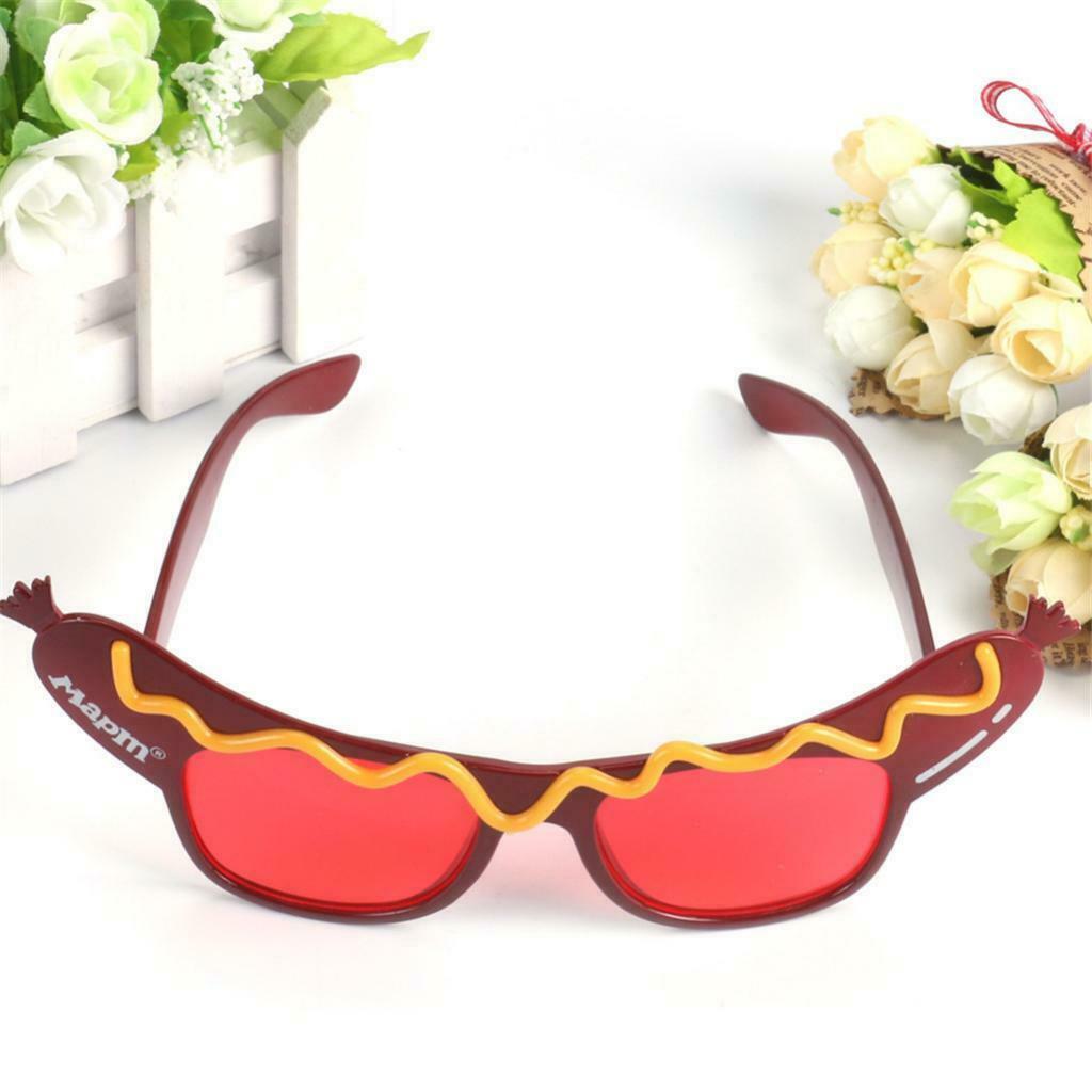 Women Girls Novelty Costume Glasses Hot Dog Print Design Event Eyewear Gifts