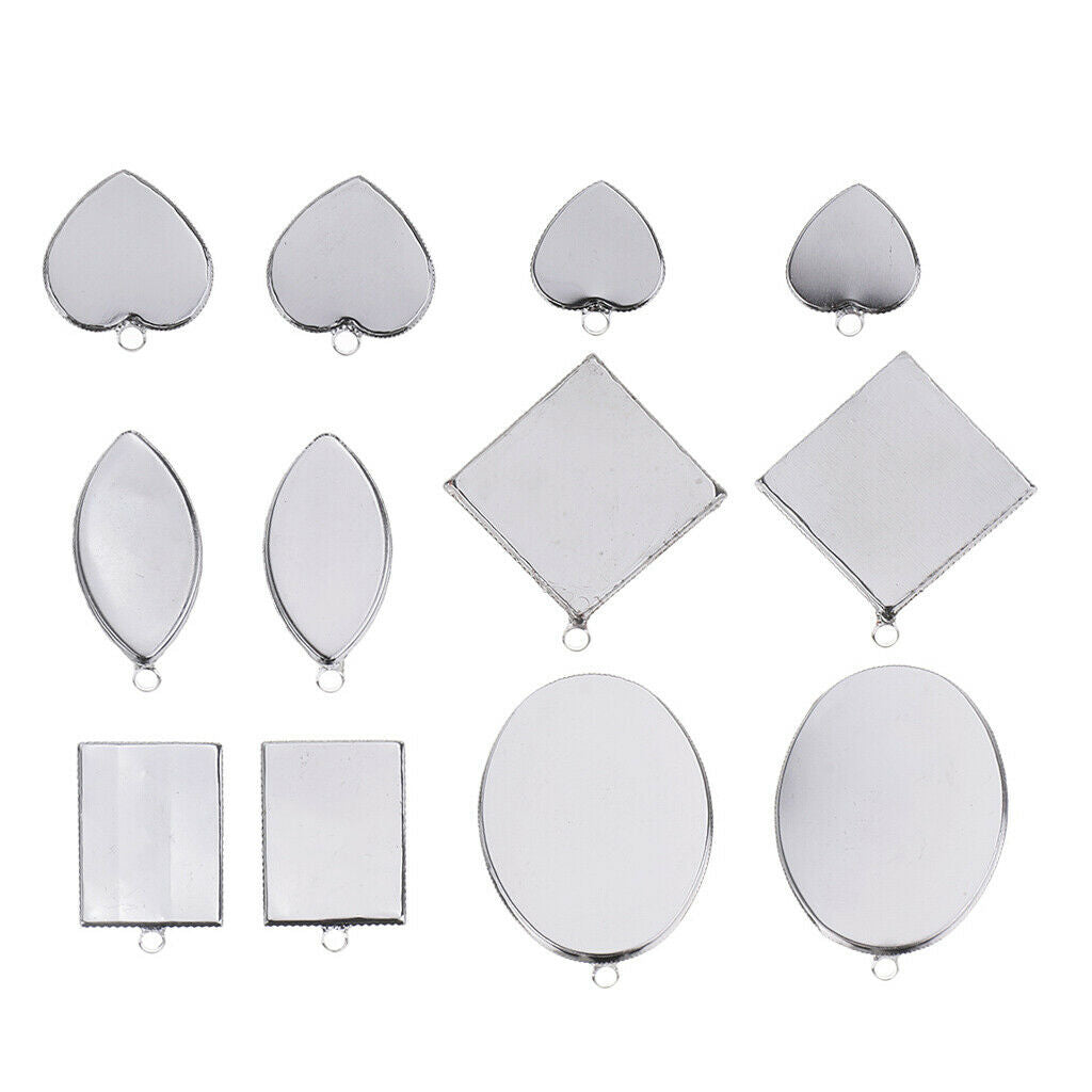 12 Pieces Round Charms Pendants Blanks Frames For Cabochons Necklace Crafting -