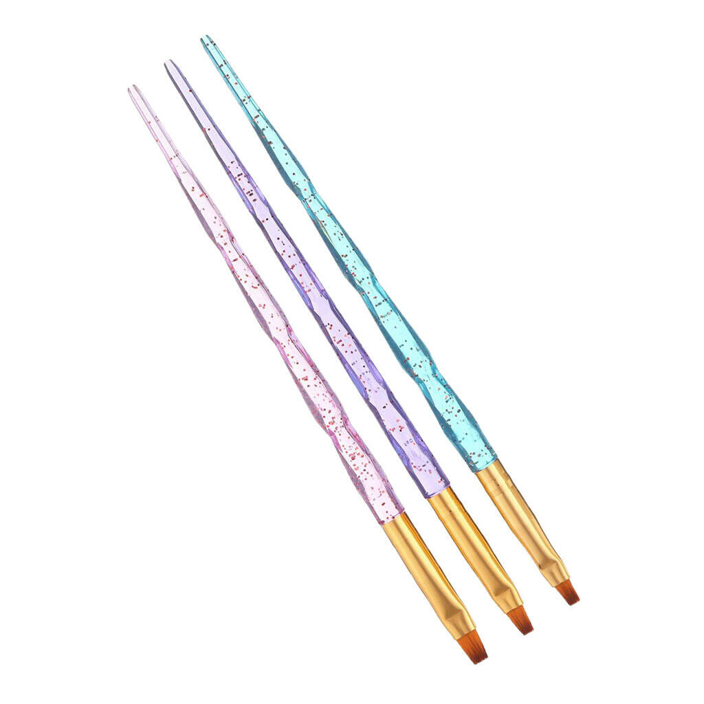 3Pcs/set UV Gel Nail Art Brushes Polish Painting Pens Kit for Salon Manicure &