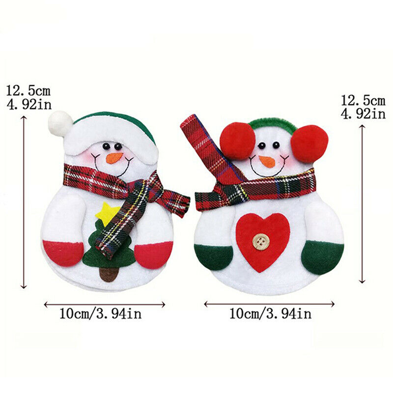 8pcs Christmas Decorations Snowman Kitchen Tableware Holder bag Xmas orna.l8
