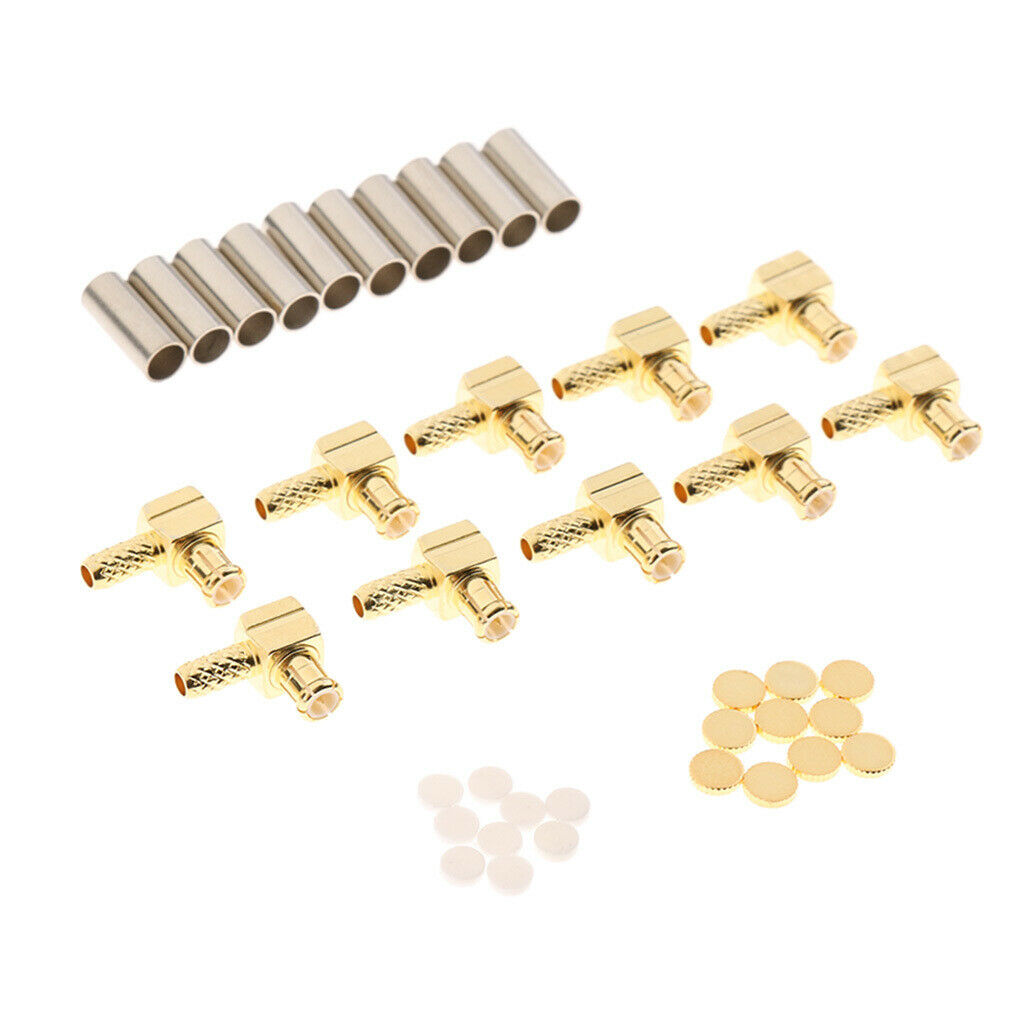 10 x RF MCX Male Plug Coax Connectors with Bulkhead Right Angle Type Crimp for