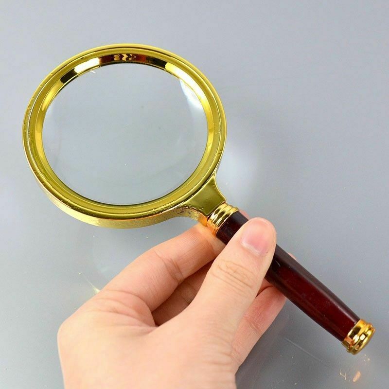 90mm Handheld 6X Wooden Handle Magnifier Magnifying Glass Loupe Reading Jewelry