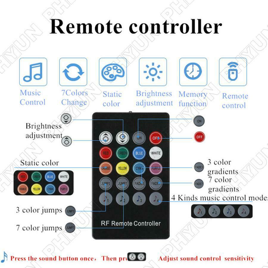 12V 10W RGB LED Car Roof Star Lights 150Pcs Fiber Optic Light RF Remote Control