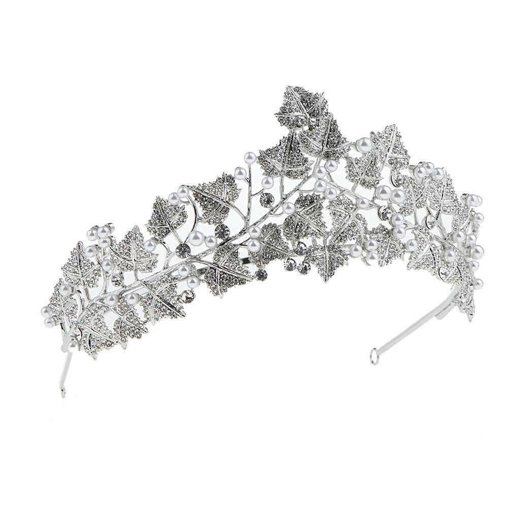 Elegant Leaf Rhinestone Wedding Party Crown Tiaras Prom Pageant Headwear