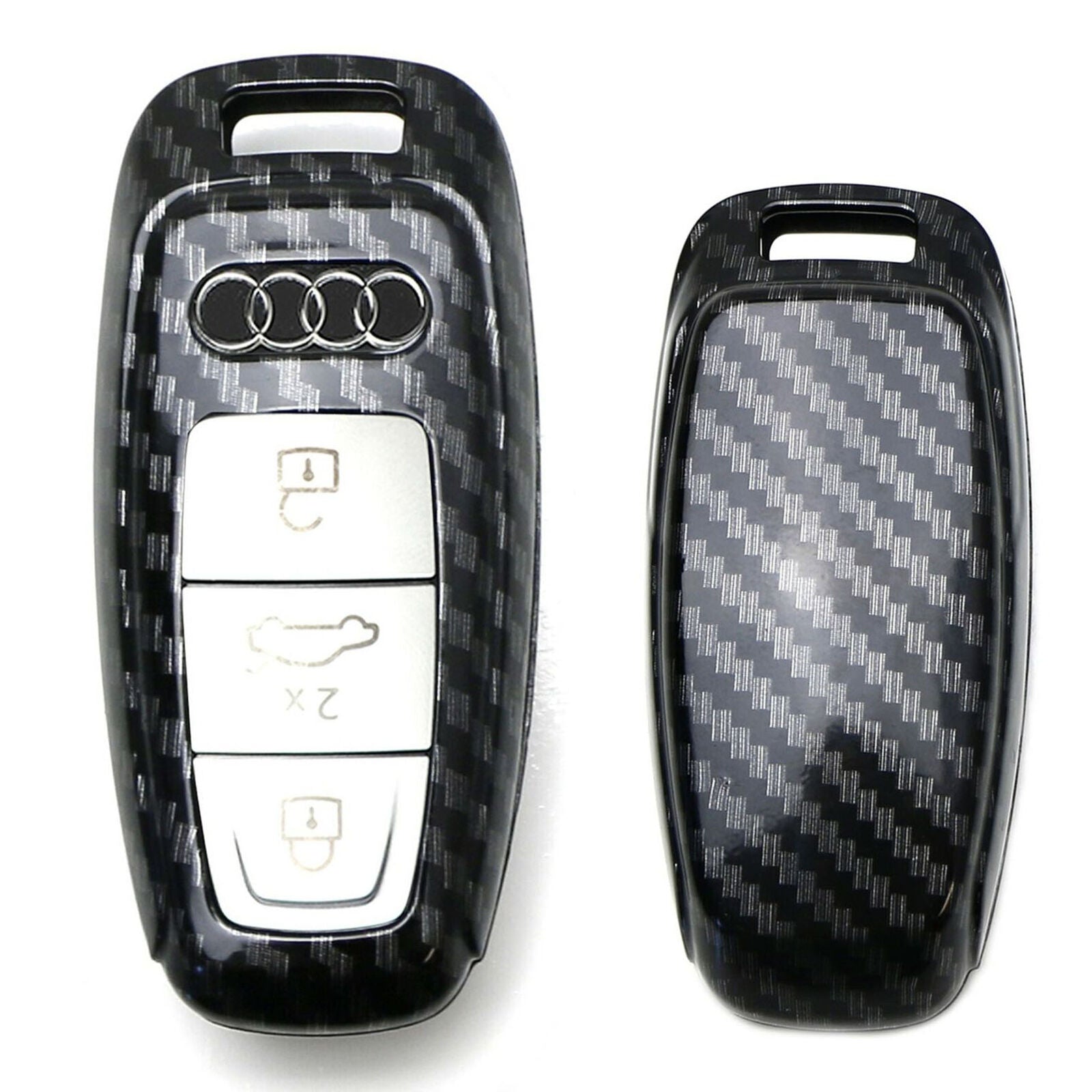 Carbon Fiber Car Smart Key Cases Covers Holder For Audi A6 A7 A8 Q8 2019-2021