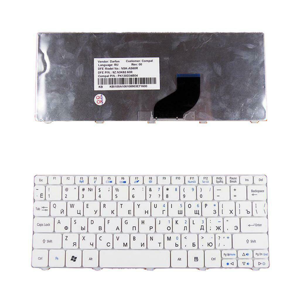 For Acer Aspire One D255 D255E D257 Laptop Russian Layout Keyboard White