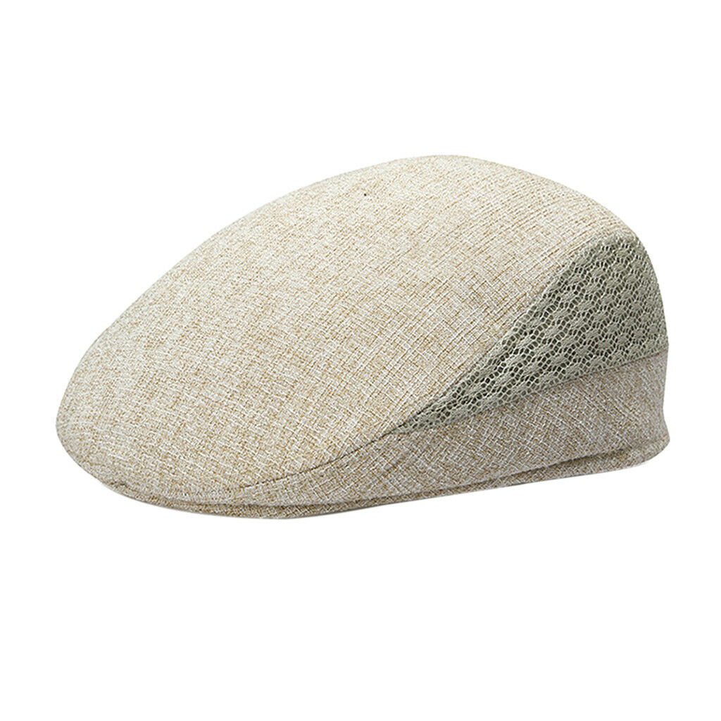Men Cotton Linen Duckbill Hat Ivy Newsboy Flat Driving Hunting   Khaki