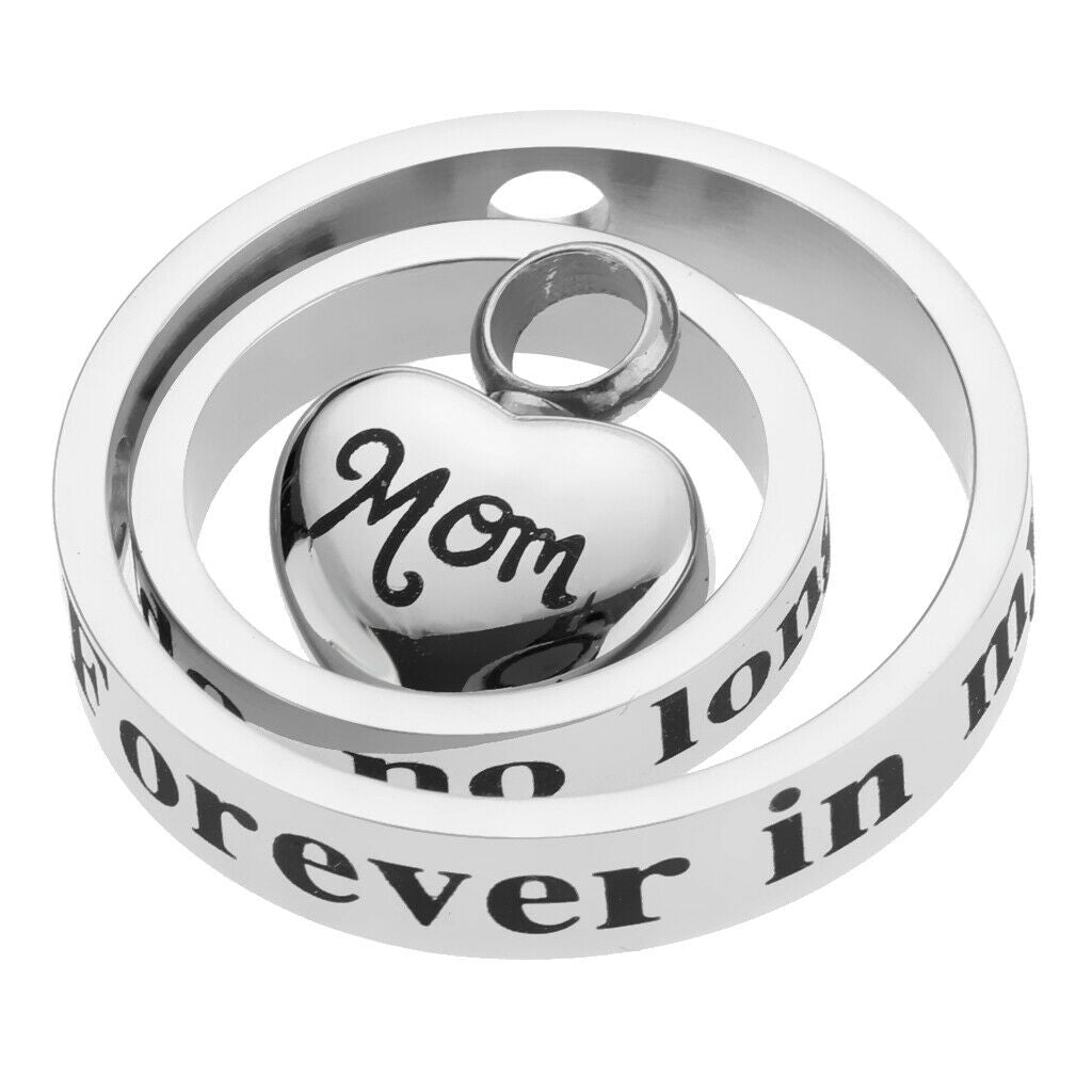 Forever in My Heart Stainless Steel Urn Pendant Double Loop Urn Mom