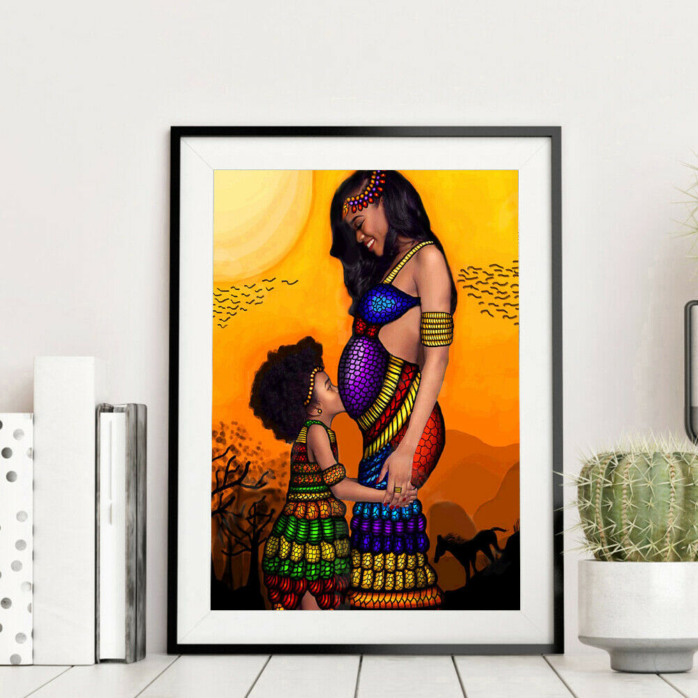 Mother and Daughter 5D DIY Full Round Drill Diamond Painting Cross Stitch @
