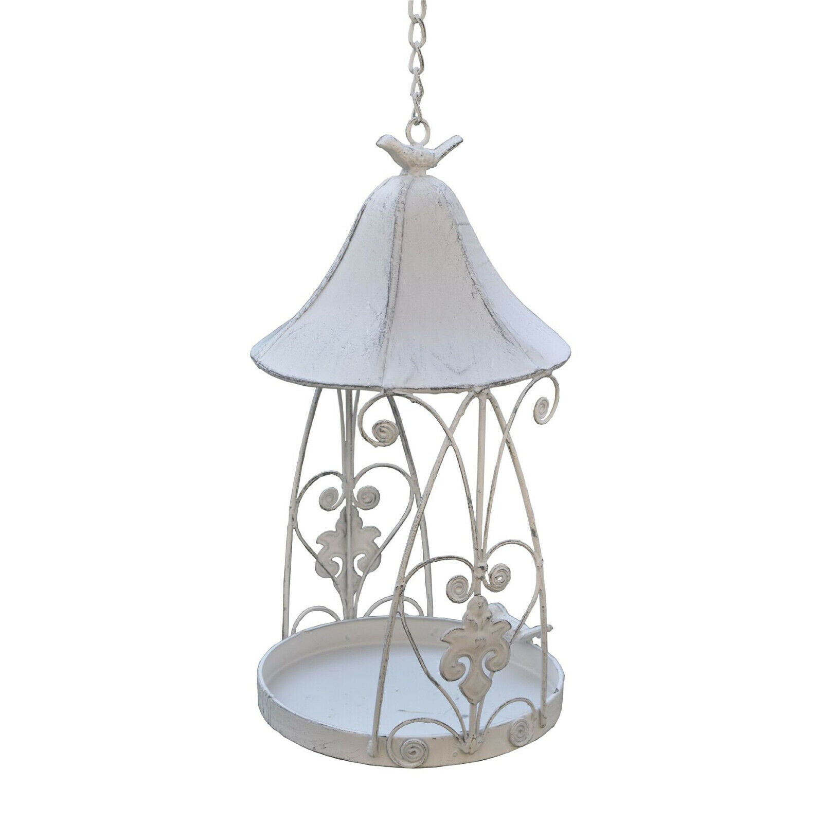 Retro Iron Round Wild Bird Feeder Tray Hanging Outside Yard Decor Stylish