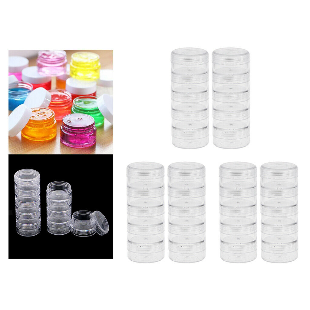 30Pcs Round Stackable Beads Box Organizer w/ Screw Lids Jewellery Display