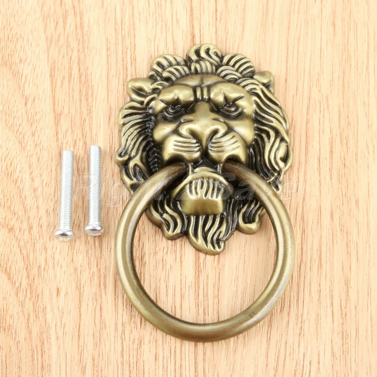 Metal Lion Head Furniture Cabinet Knobs Ring Dresser Drawer Door Pull Handle
