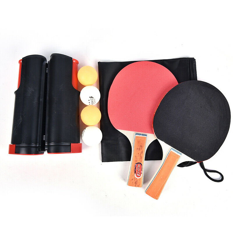 Table Tennis Kit Ping Pong Set Portable Retractable Net 2 Bats + 4 Balls + y TH