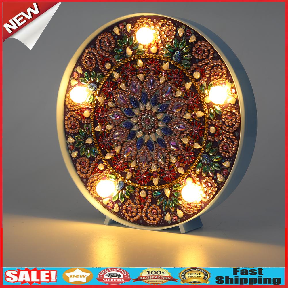 Mandala DIY Special Shape Full Drill Diamond Painting LED Light Night Lamps @