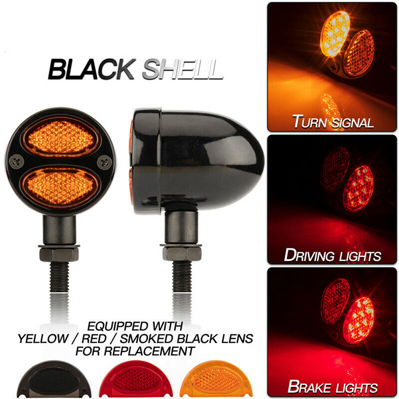 LED Bullet Metal Motorcycle Turn Signal Lights 10mm Amber Lamps M10 For Yamaha