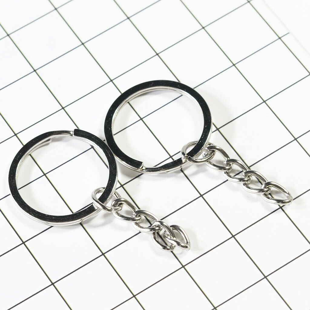 50Pcs Split Key Rings with Chain Bulk for DIY Accessories Arts Crafts 25mm/1"