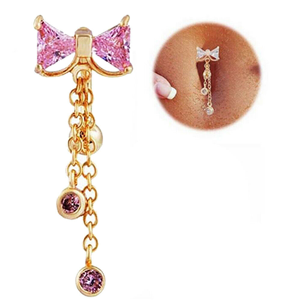 14G Butterfly Charms Belly Button Bar Navel Ring Piercing Jewelry Rose Red