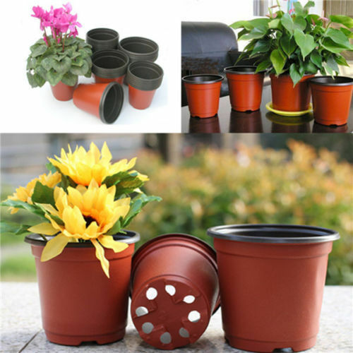 10X Mini Plastic Round Flower Pot Terracotta Nursery Planter Home Garden DecDEAU