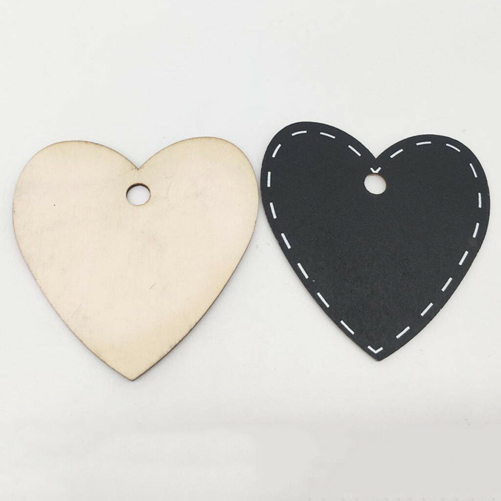 10pcs Mini Heart Shaped Chalk Message Memo Board Blackboard Hanging 72x73mm