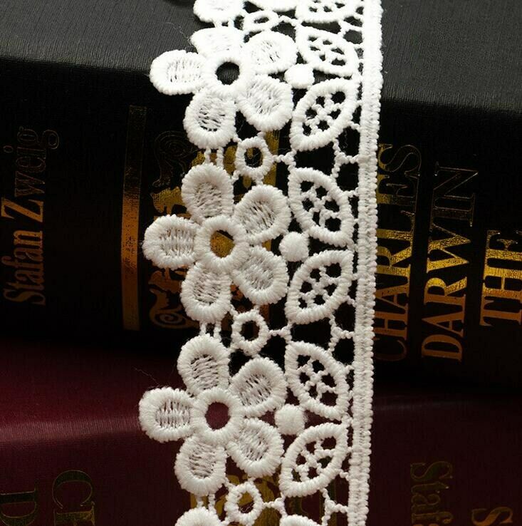 3 Yards Flower Embroidery Lace Trims Decoration Wedding dress Sewing Accesories
