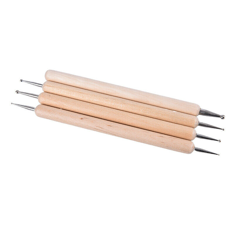 4PCS/set Wood Handle Stainless Steel Modelling Pottery Ceramics Tools For.l8