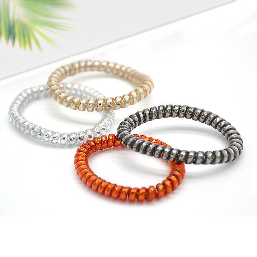 12PCS/SET Rubber Telephone Wire Hair Ties Spiral Hair Head Elastic Bands Lots CA