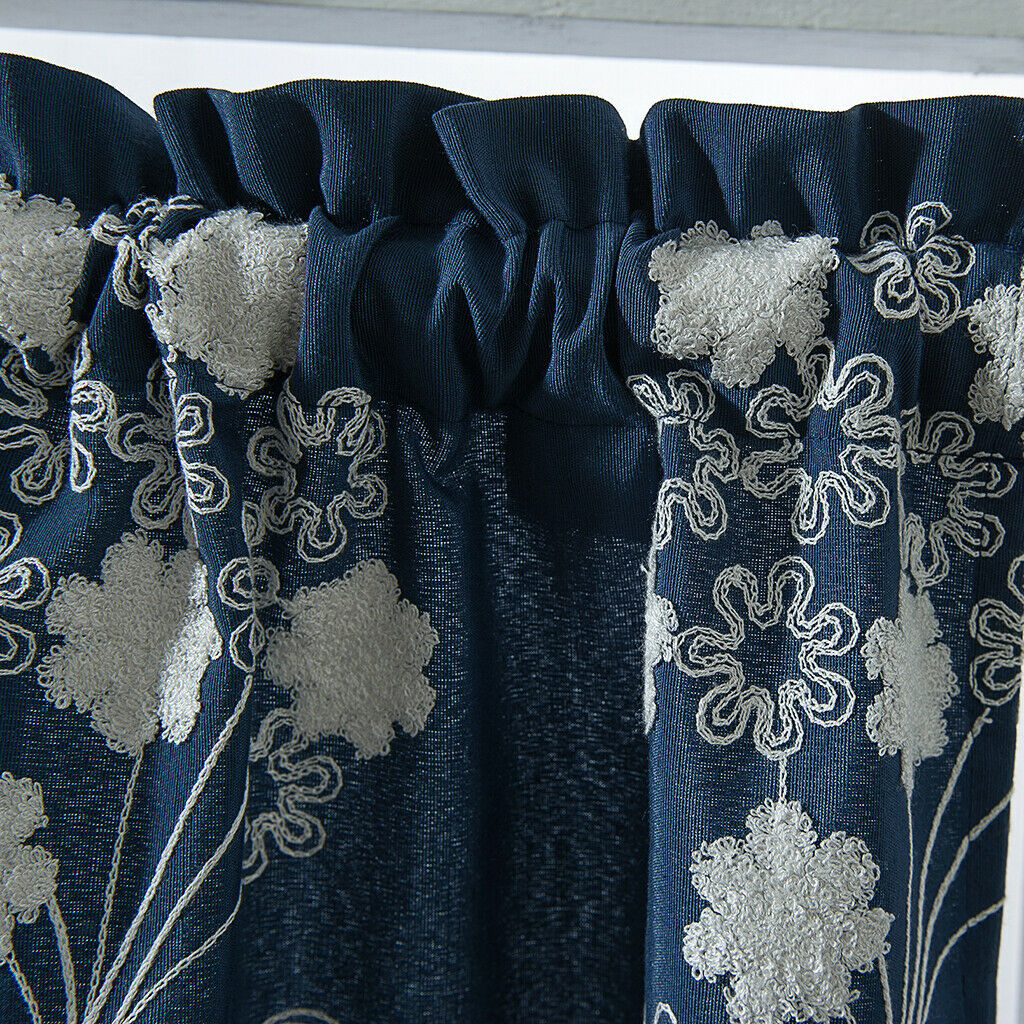 2Piece 74x61cm Floral Blackout Half Short Curtains Panels Rod Pocket Semi-Sheer