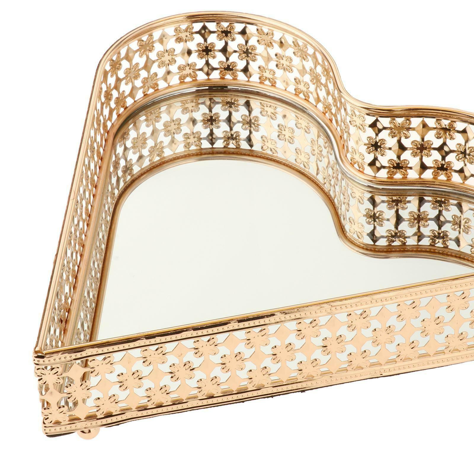 Golden Mirror Base Serving Dressing Drinks Tray Vanity Trinket Organizers