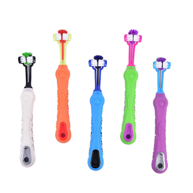 Dogs Toothbrush Three Sided Pets Clean Mouth Teeth Care Cleaning Grooming.l8