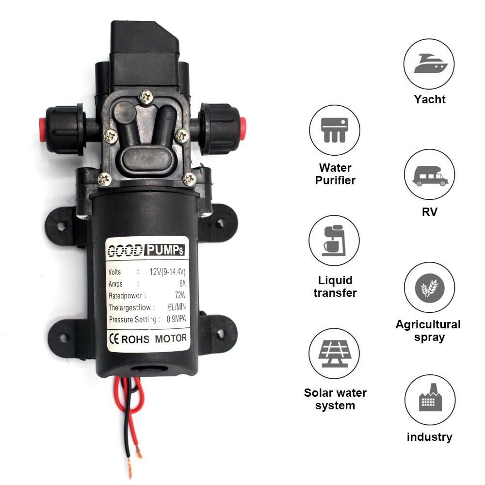 Self-Priming Pump Diaphragm High Pressure Automatic Switch 130Psi 12V Water Pump