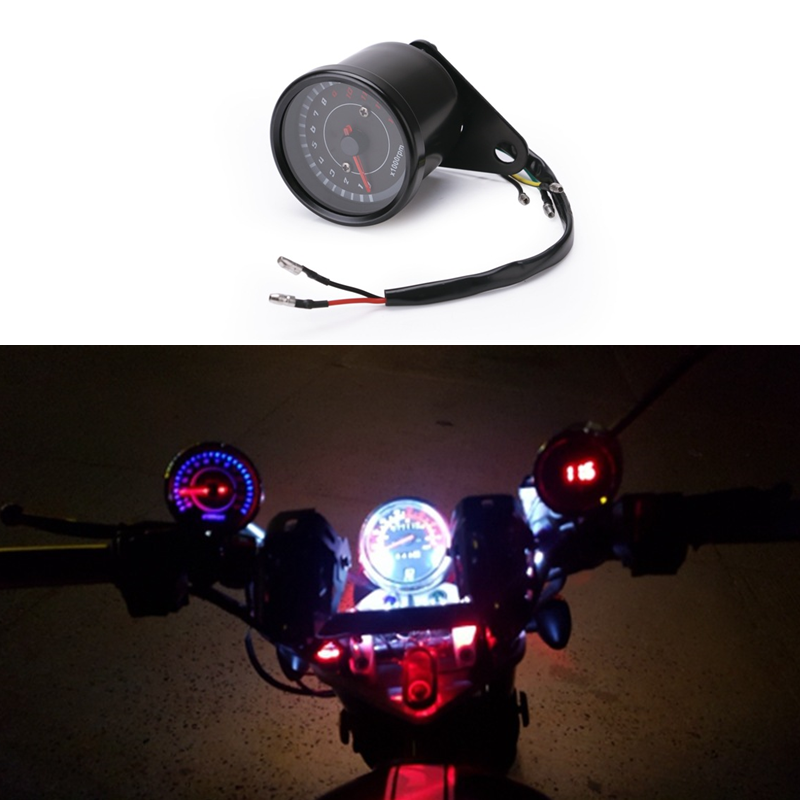 Universal LED Backlight Motorcycle Tachometer Meter Gauge RevCounter 0-13000 RPM