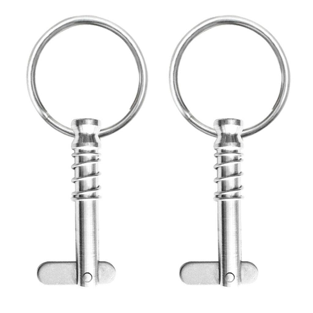 2xStainless Steel Quick Release Pin Pull Ring for Boat Bimini Top Deck Hinge