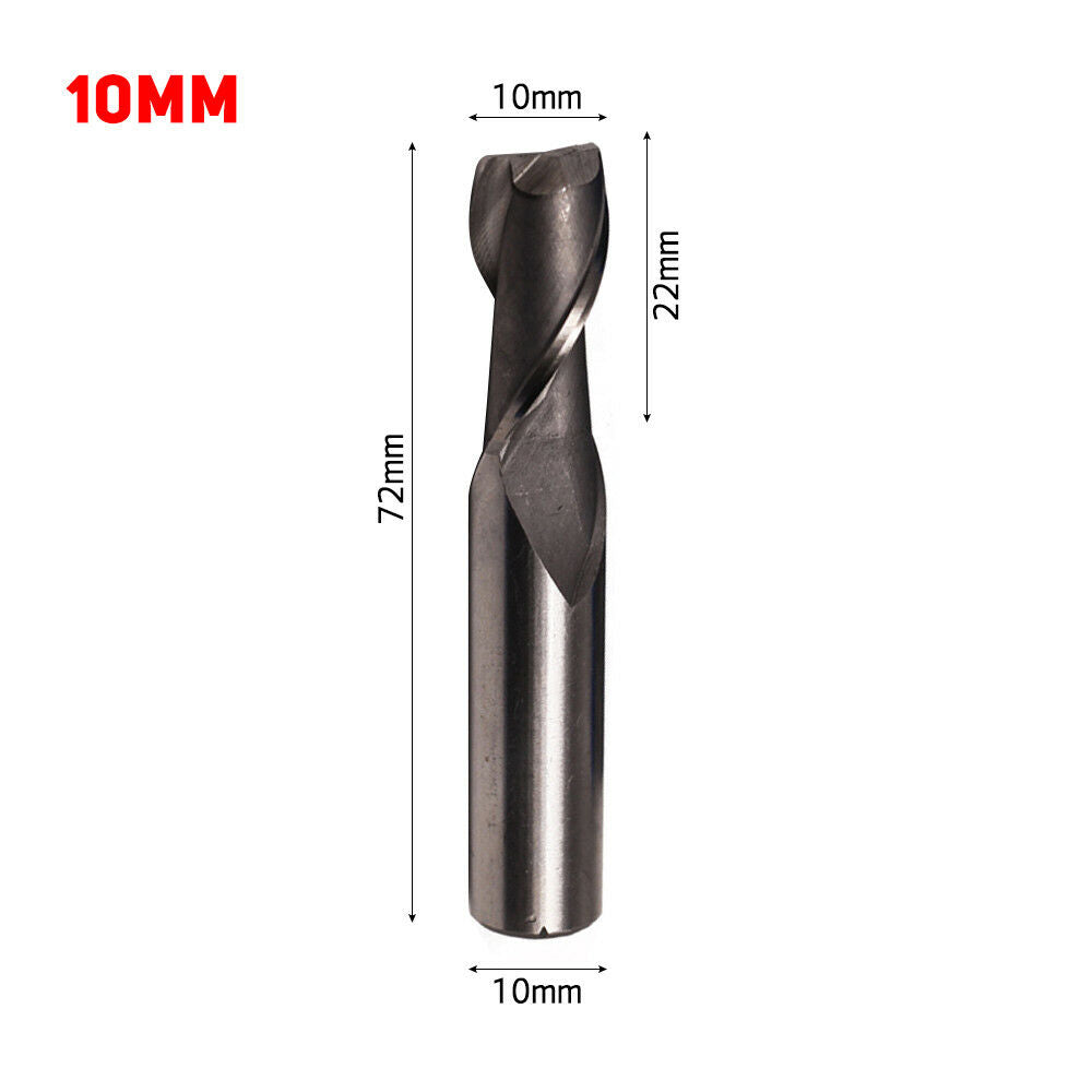 10mm Straight Shank End Mill HSS 2 Flute Router Bit Milling Cutter Tool New