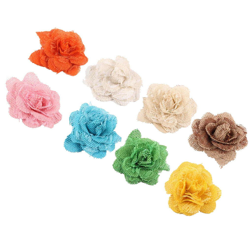 Hessian Burlap Lace Rose Flower Heads Rustic Wedding Decor 3.94inch