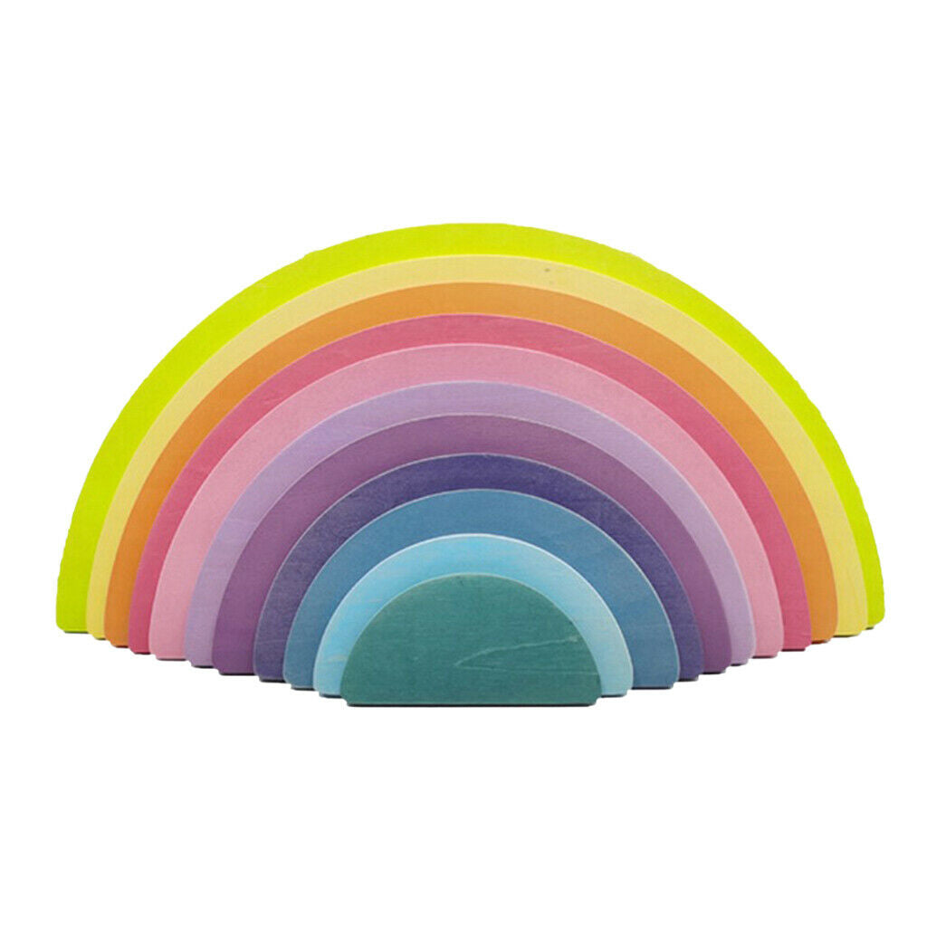 Wooden Rainbow Stacker Tunnel Nesting Puzzle Blocks Educational Toys for Baby