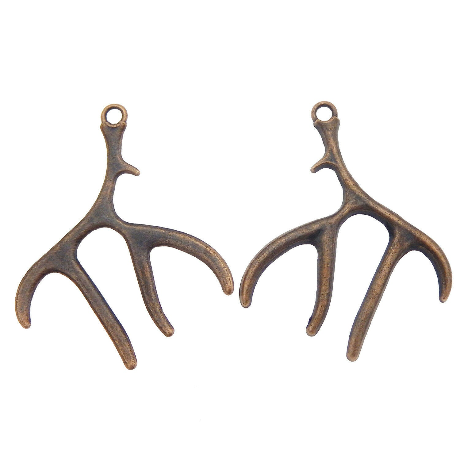 10 pcs Retro Style Bronzed Antler Pendant Alloy Charm For Jewelry Making 46x40mm