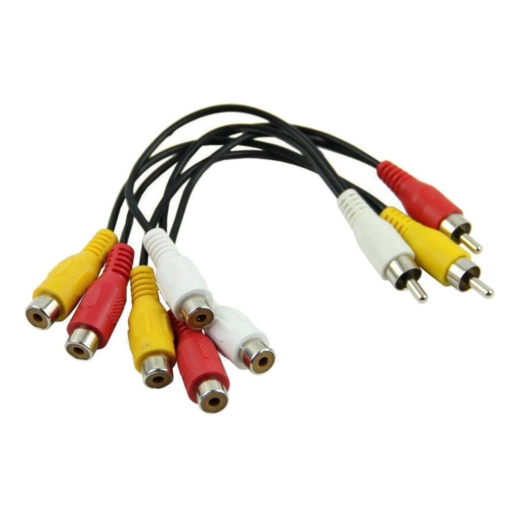 Audio AV Adapter Cable Splitter Converter Male Jack From 3 RCA To 6 Female RCA