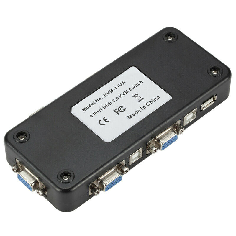 4-Port USB 2.0 KVM Switch Box Mouse/Keyboard/VGA Video Monitor 200MHz 1920x1440